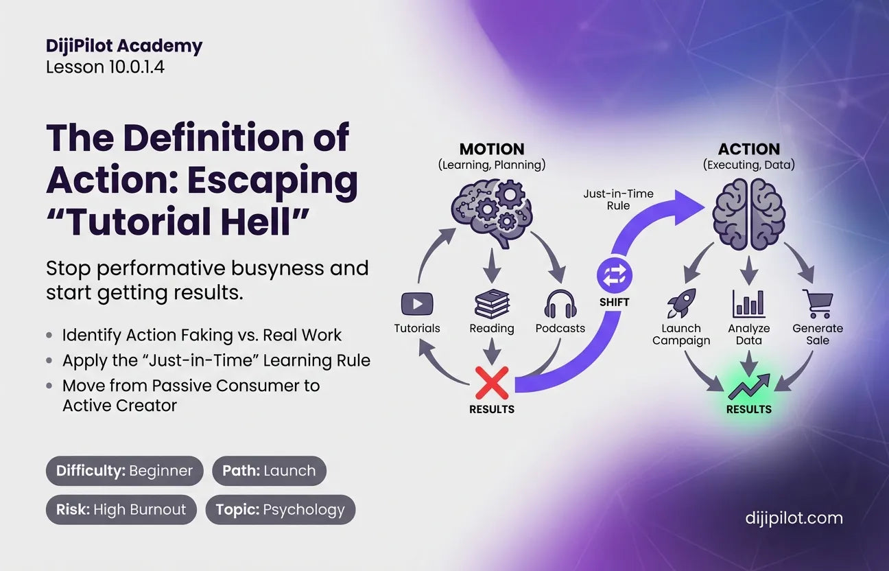 10.0.1.4 - The Definition of Action: Why Reading and Watching Tutorials is NOT "Working" (Difficulty: Beginner | Path: Launch)