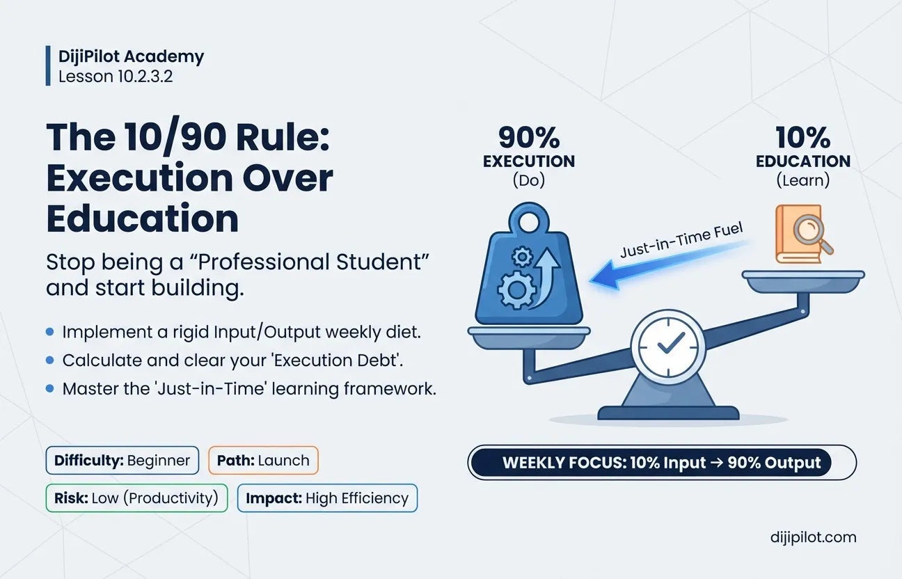 10.2.3.2 - The 10/90 Rule: Limit "Education" to 10% of Your Week, Execution to 90% (Difficulty: Beginner | Path: Launch)