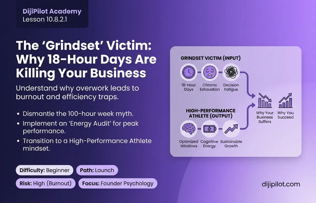 10.8.2.1 - The "Grindset" Victim: Believing 18-hour days automatically equal success (Difficulty: Beginner | Path: Launch)