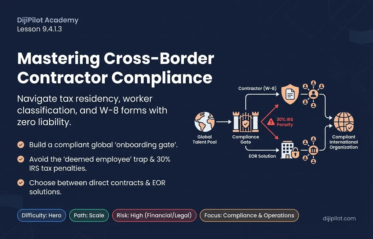 9.4.1.3 - Contractor Classification & Cross‑Border Hiring Basics (Difficulty: Hero | Path: Scale)