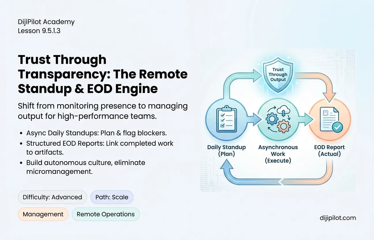 9.5.1.3 - Building Trust: Daily Standups and End-of-Day Reports (Difficulty: Advanced | Path: Scale)