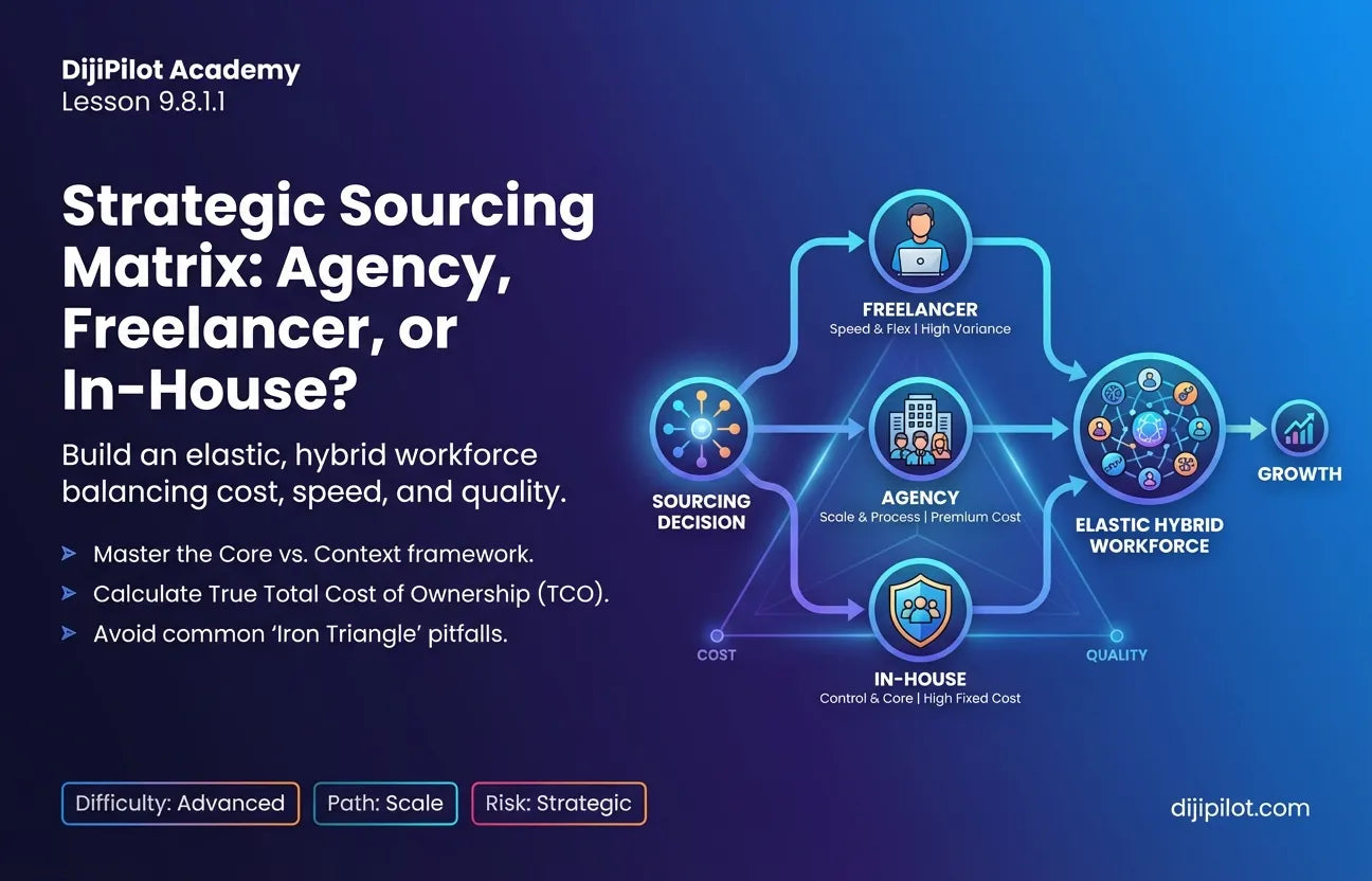 9.8.1.1 - Comparing Cost, Quality, and Speed: Agencies vs. Freelancers vs. In-House (Difficulty: Advanced | Path: Scale)