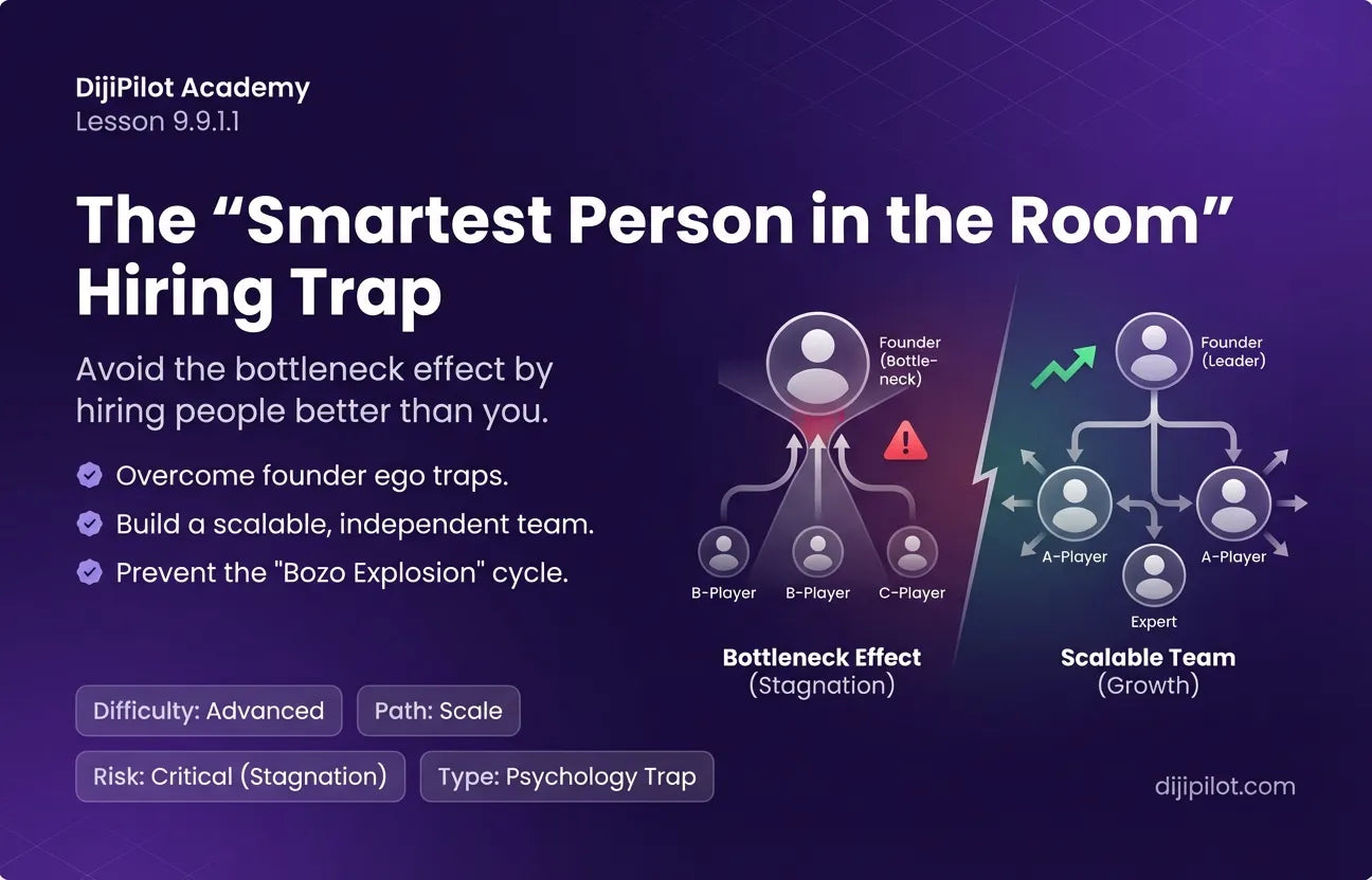 9.9.1.1 - The "Smartest Person in the Room": Deliberately hiring weaker people to remain dominant, ensuring you stay the bottleneck (Difficulty: Advanced | Path: Scale)