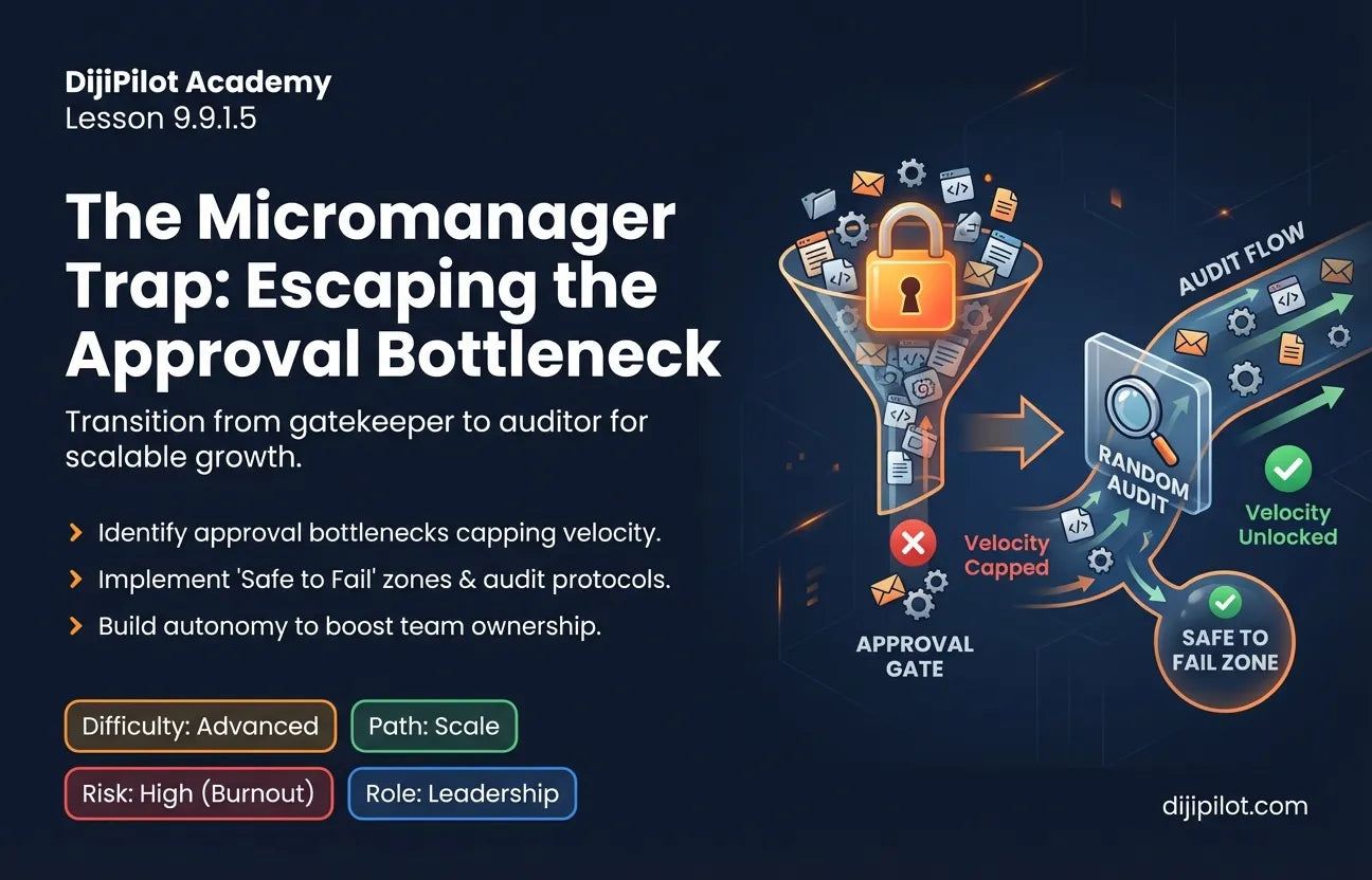 9.9.1.5 - The "Micromanager": Requiring approval for every tiny step, creating a bottleneck that slows the whole company (Difficulty: Advanced | Path: Scale)